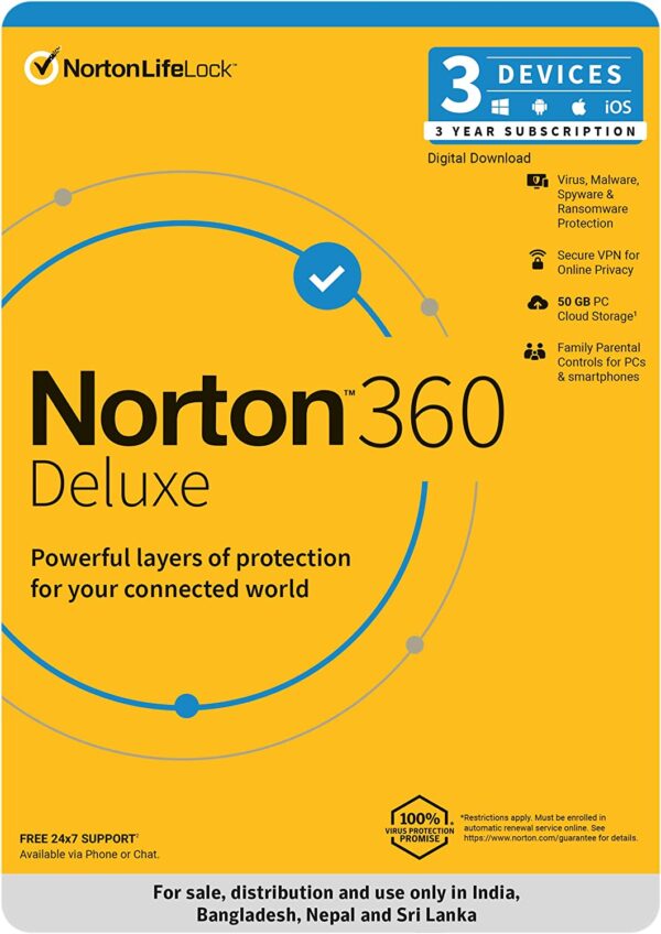 Norton 360 Deluxe 3 Devices 3 Year Total Security (Instant Email Delivery of Key) No CD