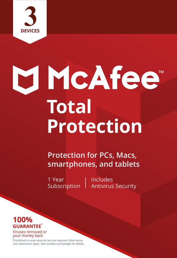 Mcafee Total Protection 3 User 1 Year Single key (Instant Email Delivery of Key) No CD