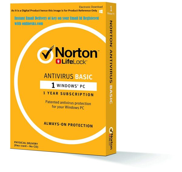 Norton AntiVirus Basic 1 PC 1 Year Latest version ( Instant Email Delivery of Key ) No CD Only Key