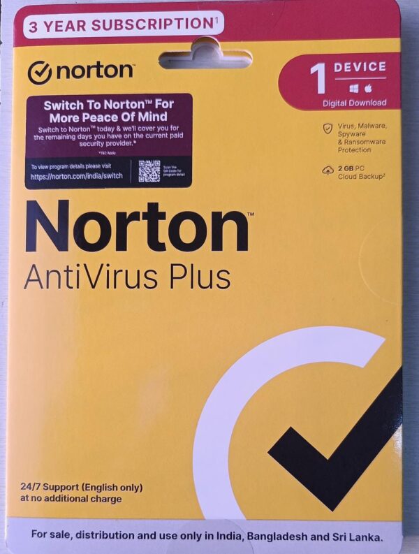 Norton AntiVirus Plus 1 User 3 Year Instant Email Delivery of Key No CD