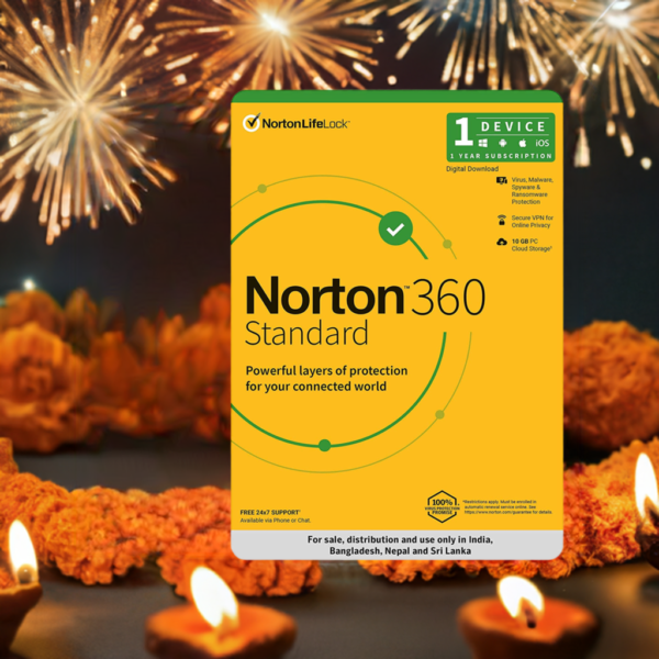 Norton 360 Standard 1 User 1 Year Total Security (Instant Email Delivery of Key) No CD