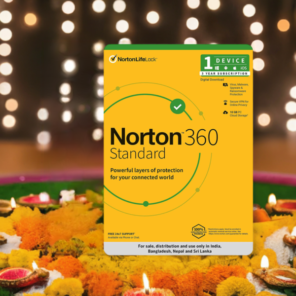 Norton 360 Standard 1 User 3 Year Total Security (Instant Email Delivery of Key) No CD