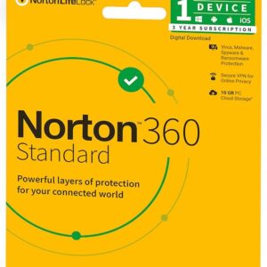 Norton 360 Standard 1 User 3 Year Total Security (Instant Email Delivery of Key) No CD